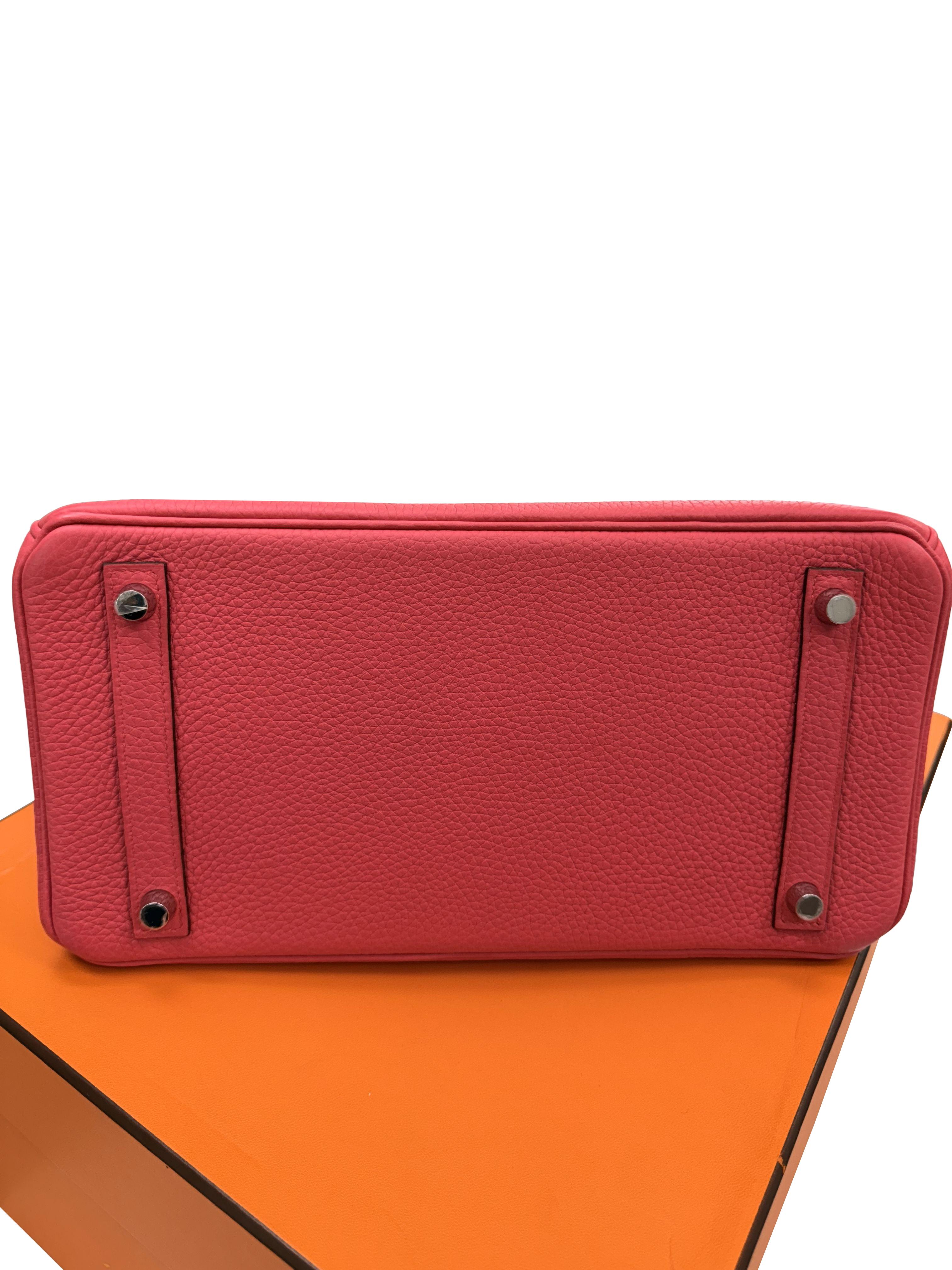 Hermes Birkin 30 Rose Extreme Togo Pelle Con Hardware Palladium Borsetta in vendita 15