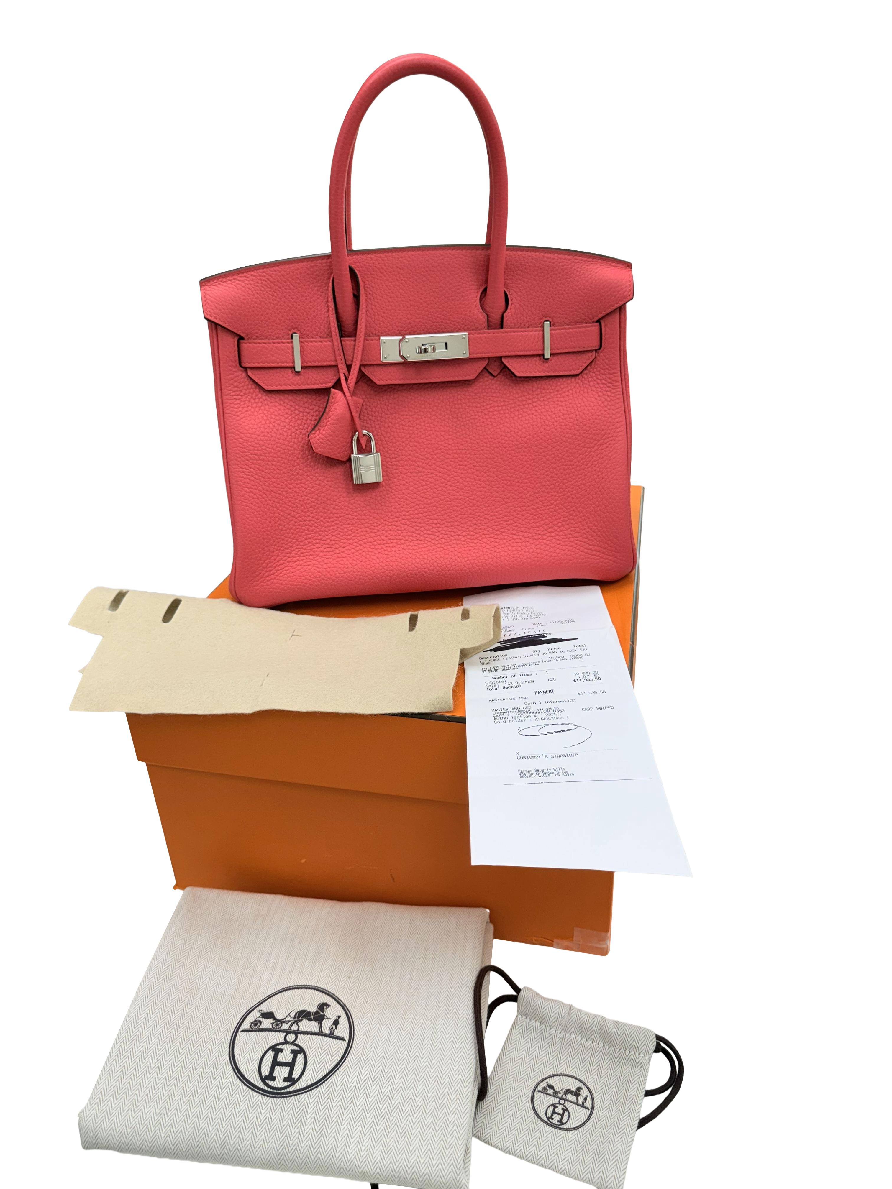 Rosso Hermes Birkin 30 Rose Extreme Togo Pelle Con Hardware Palladium Borsetta in vendita