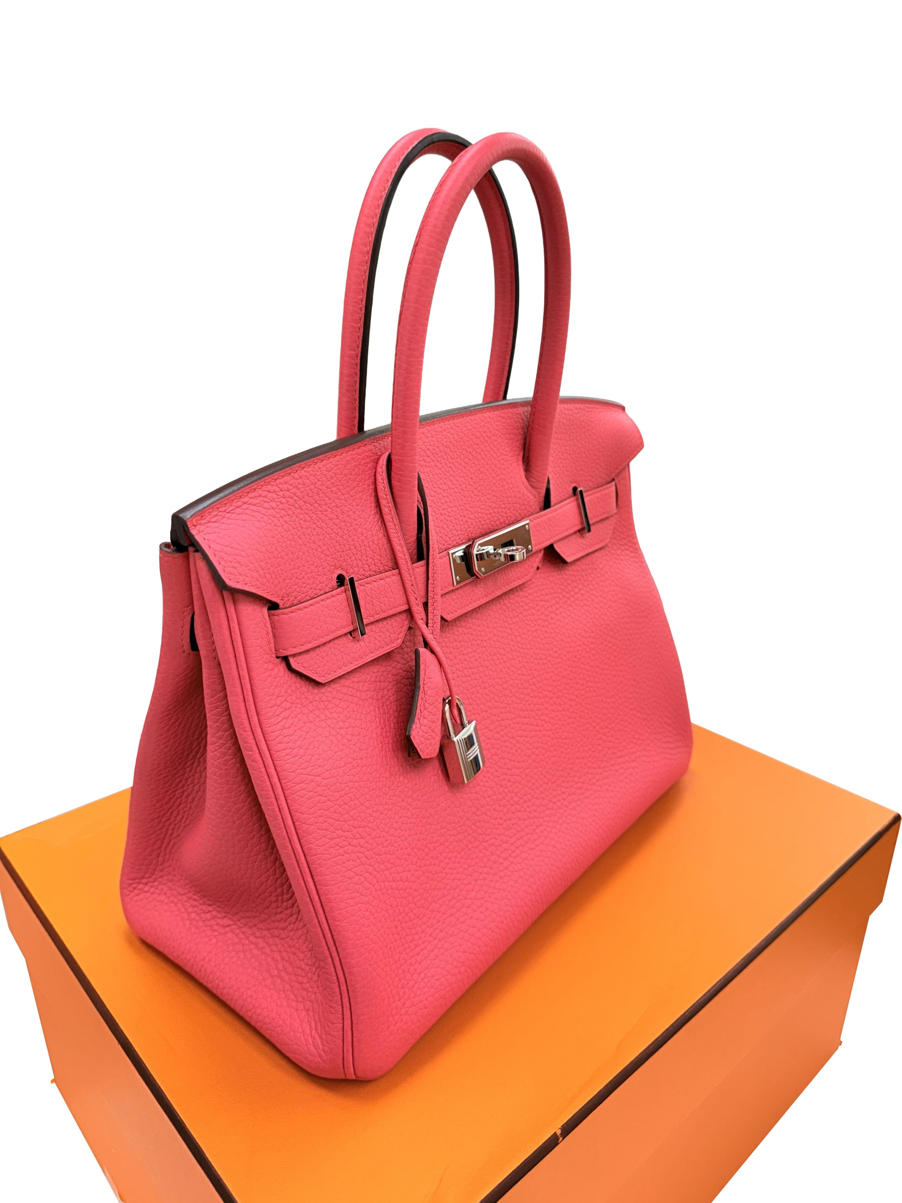 Hermes Birkin 30 Rose Extreme Togo Pelle Con Hardware Palladium Borsetta in vendita 2