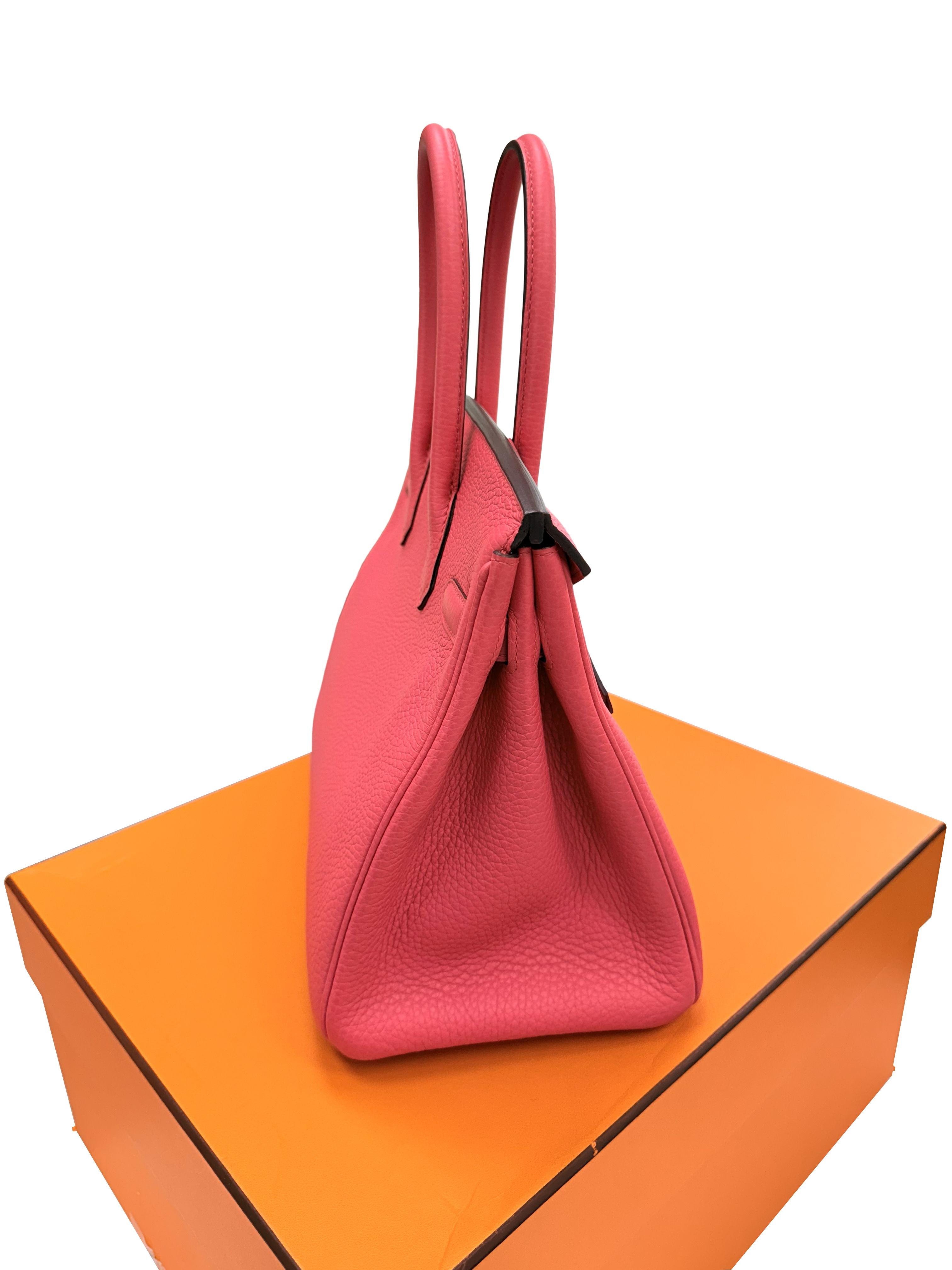 Hermes Birkin 30 Rose Extreme Togo Pelle Con Hardware Palladium Borsetta in vendita 3