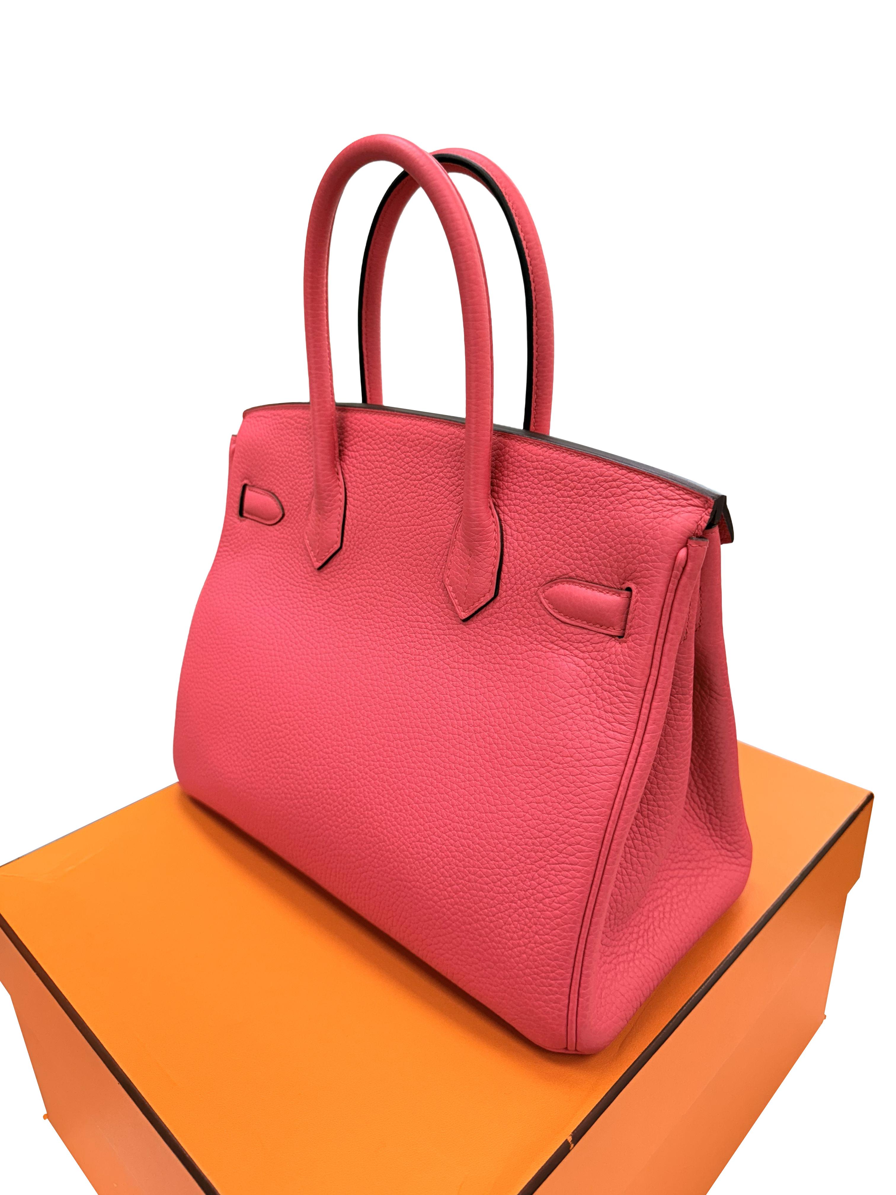 Hermes Birkin 30 Rose Extreme Togo Pelle Con Hardware Palladium Borsetta in vendita 4