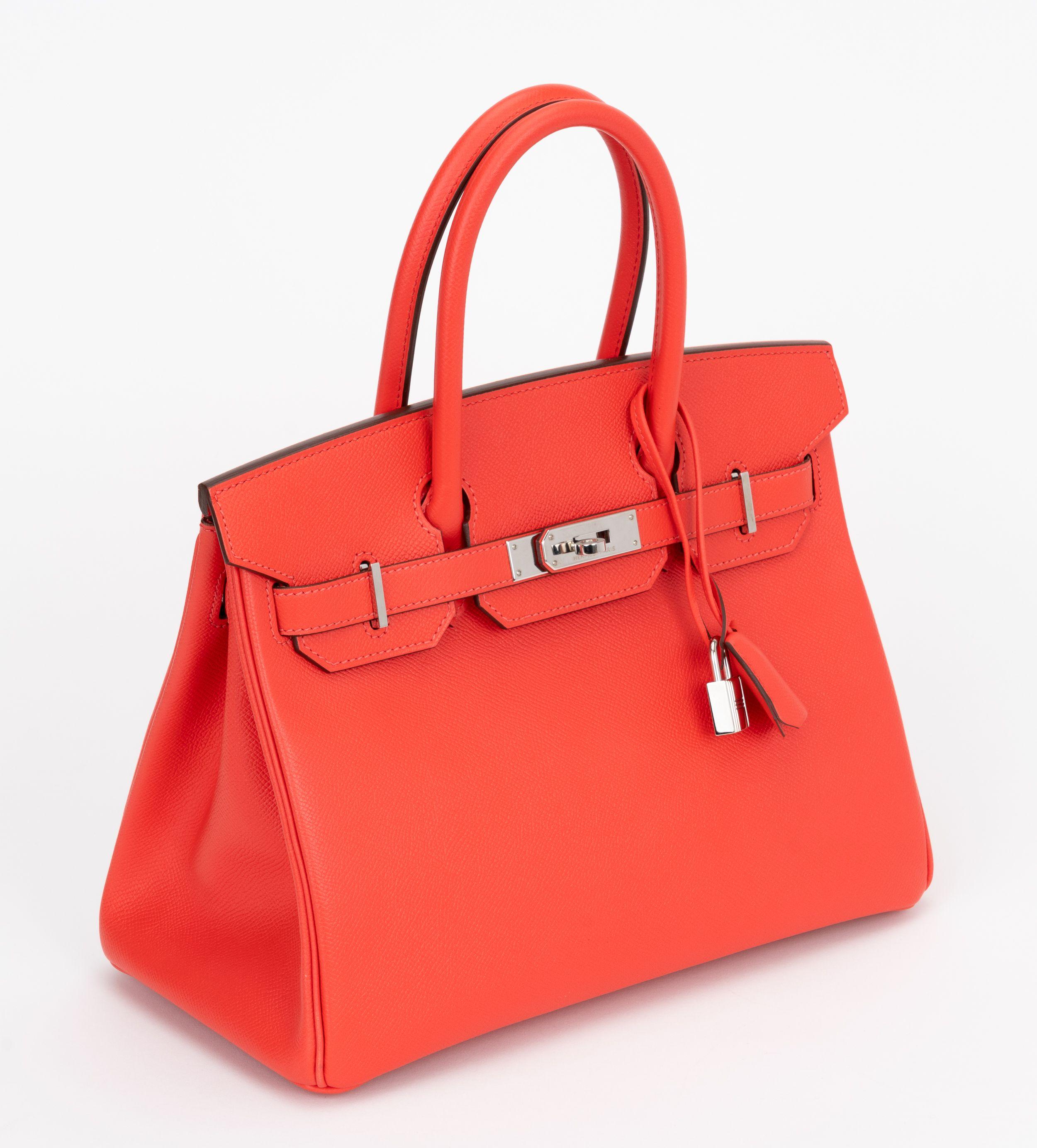 Hermès gently preloved Birkin bag 30 cm in rose Jaipur epsom leather palladium hardware. Handle drop, 4