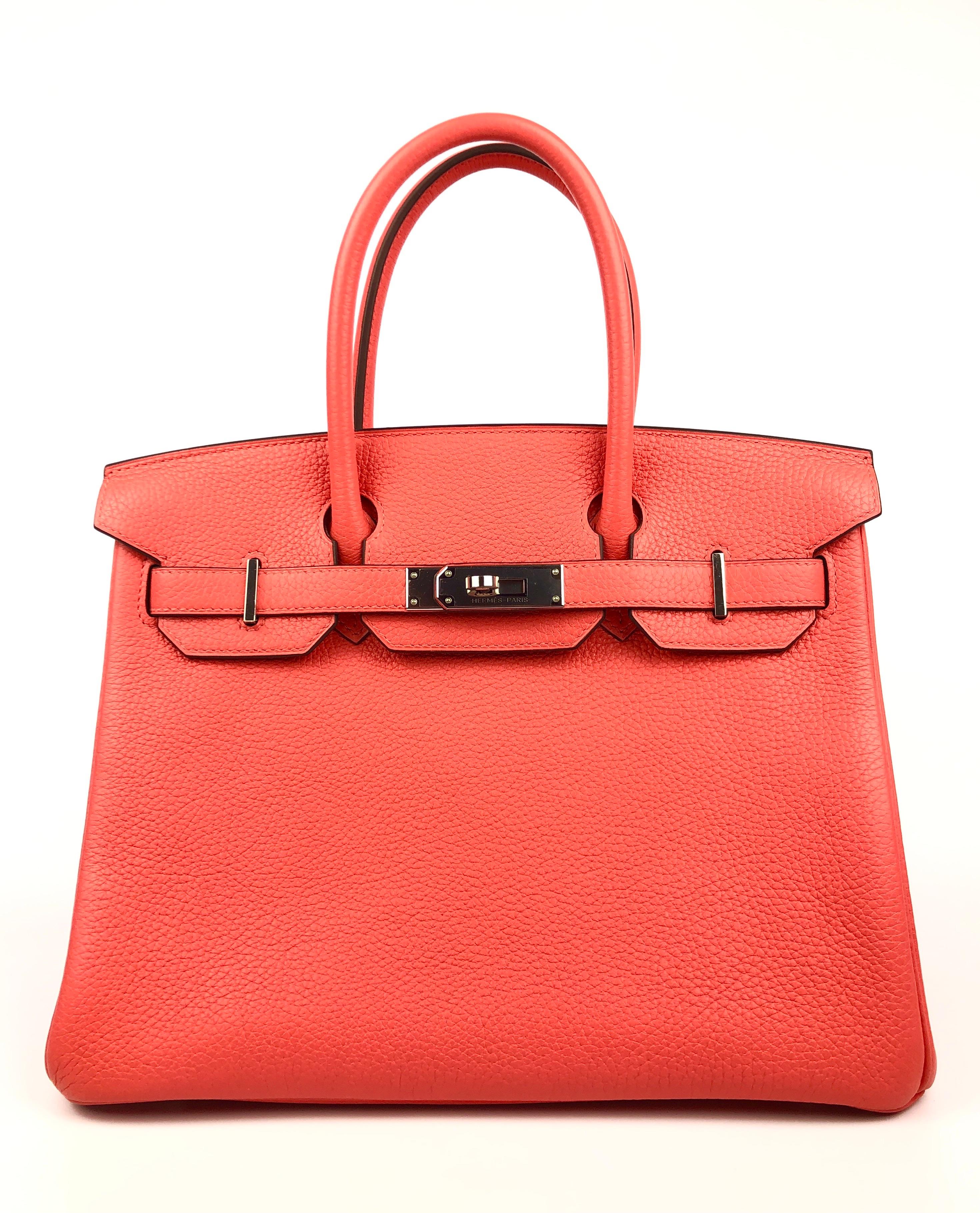 Stunning Hermes Birkin 30 Rose Jaipur Palladium Hardware.  Excellent Pristine Condition, Plastic on Hardware and feet. Excellent corners and Structure.

Shop with Confidence from Lux Addicts. Authenticity Guaranteed. 