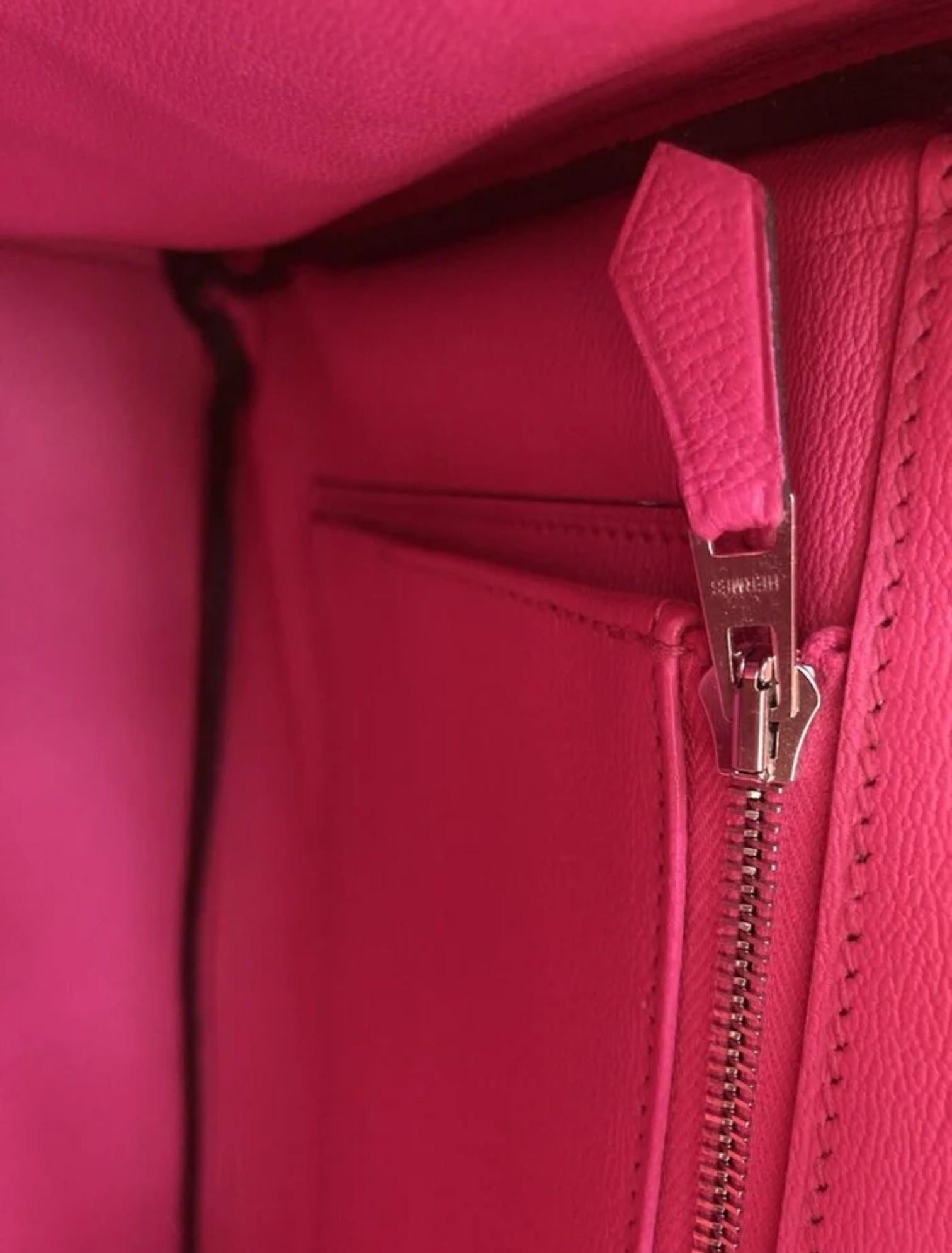 Hermes Birkin 30 Rose Pink Tyrien Shiny Niloticus P Stamp 2012 PHW Complete in vendita 5