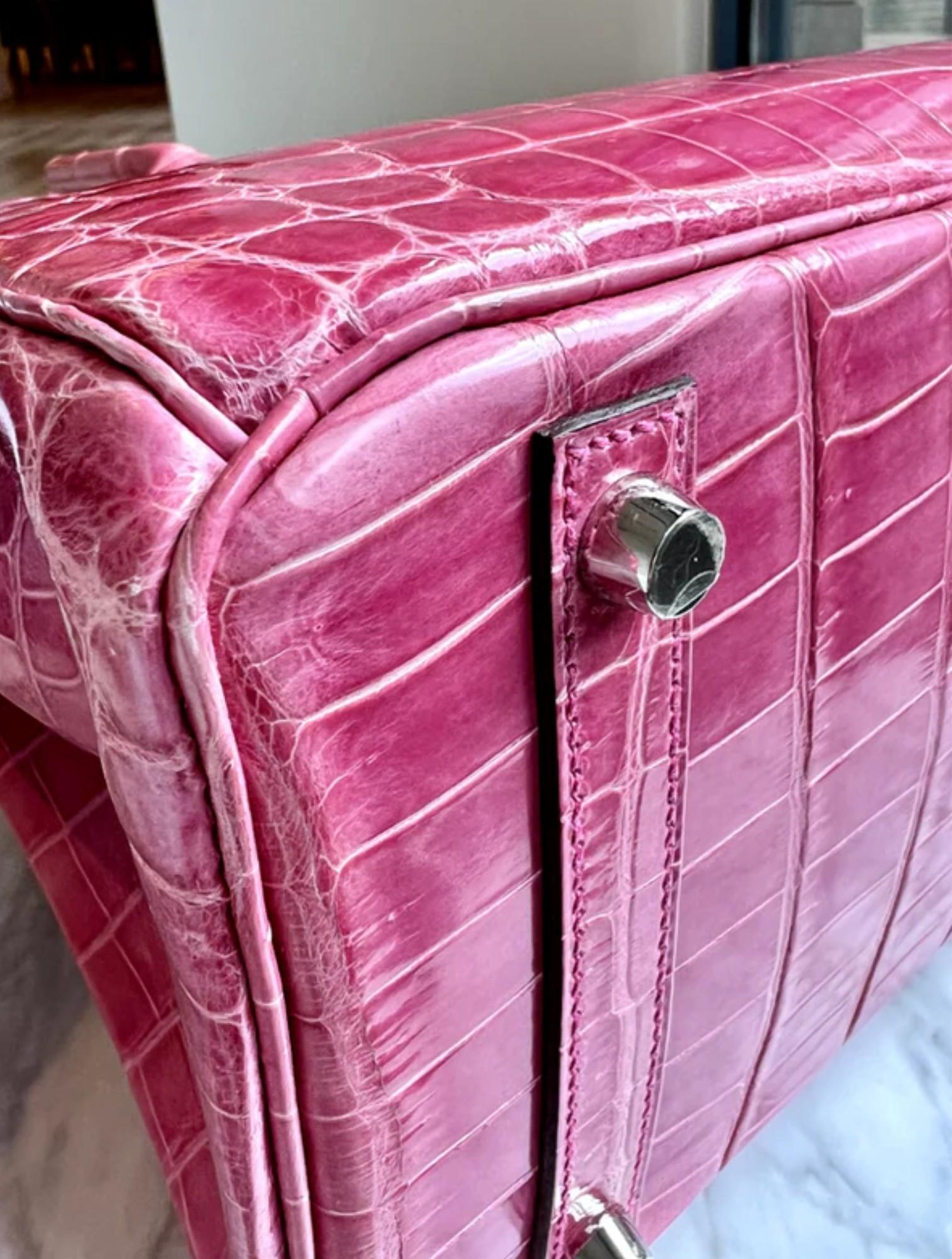 Hermes Birkin 30 Rose Pink Tyrien Shiny Niloticus P Stamp 2012 PHW Complete in vendita 12