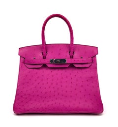 Hermes Birkin 30 Rose Pourpre Ostrich Pink Palladium Hardware 2017