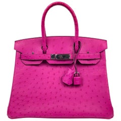 Hermes Birkin 30 Rose Pourpre Ostrich Pink Palladium Hardware 2017