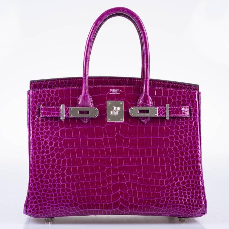 Hermes purple crocodile birkin clearance