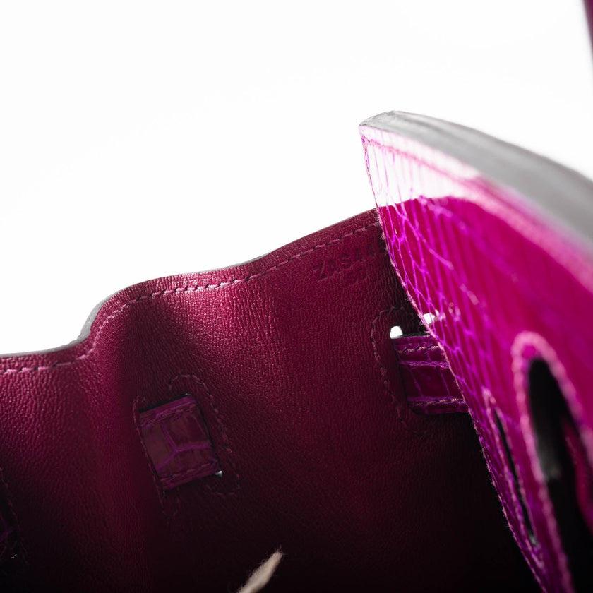 Hermès Birkin 30 Rose Pourpre Shiny Porosus Crocodile Palladium Hardware Bag In New Condition For Sale In NYC Tri-State/Miami, NY
