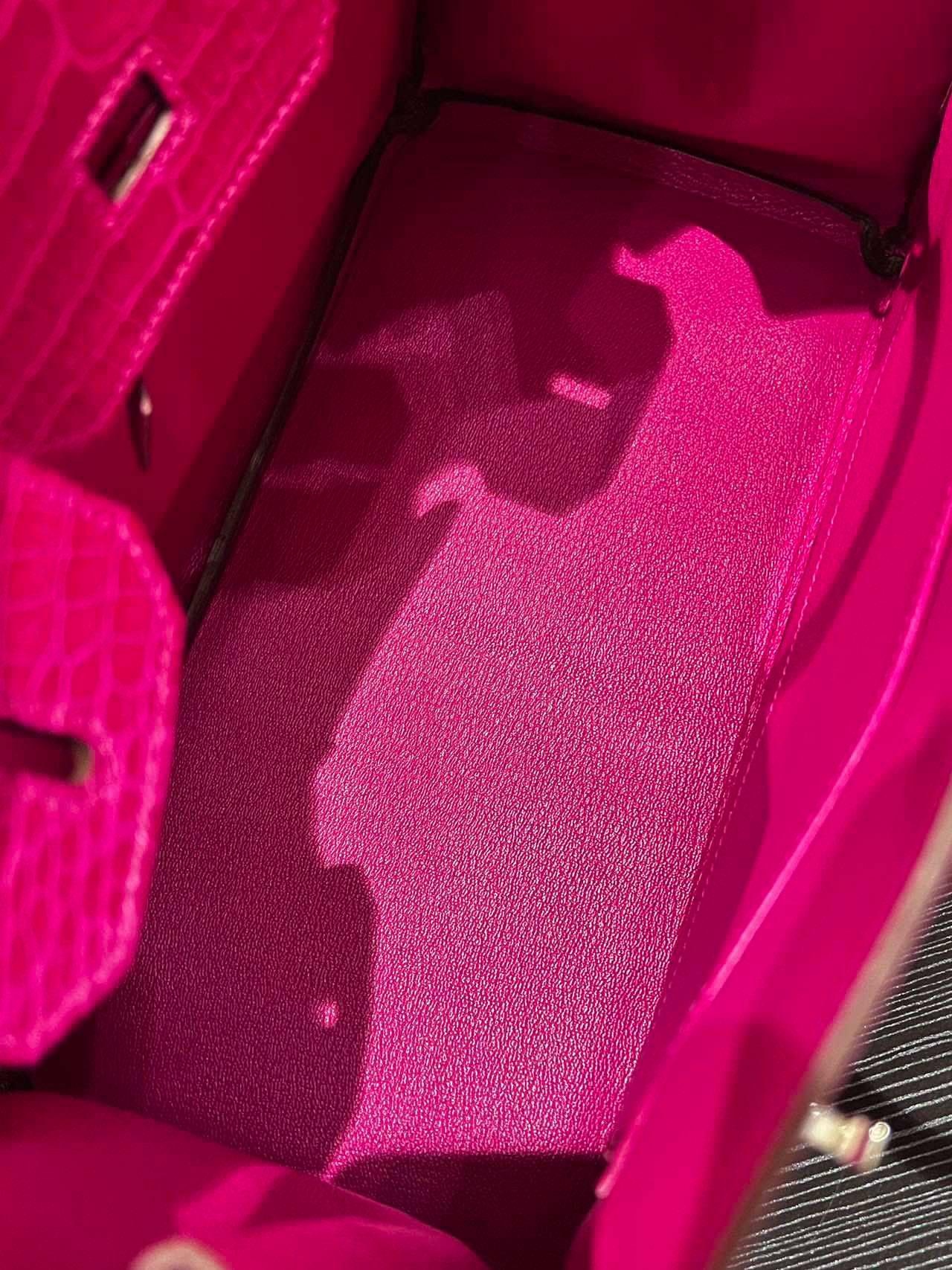 Hermes Birkin 30 Rosa Scheherazade Bolso Cocodrilo Brillante Con Diamantes Oro 18K en Excelente estado para la venta en New York, NY
