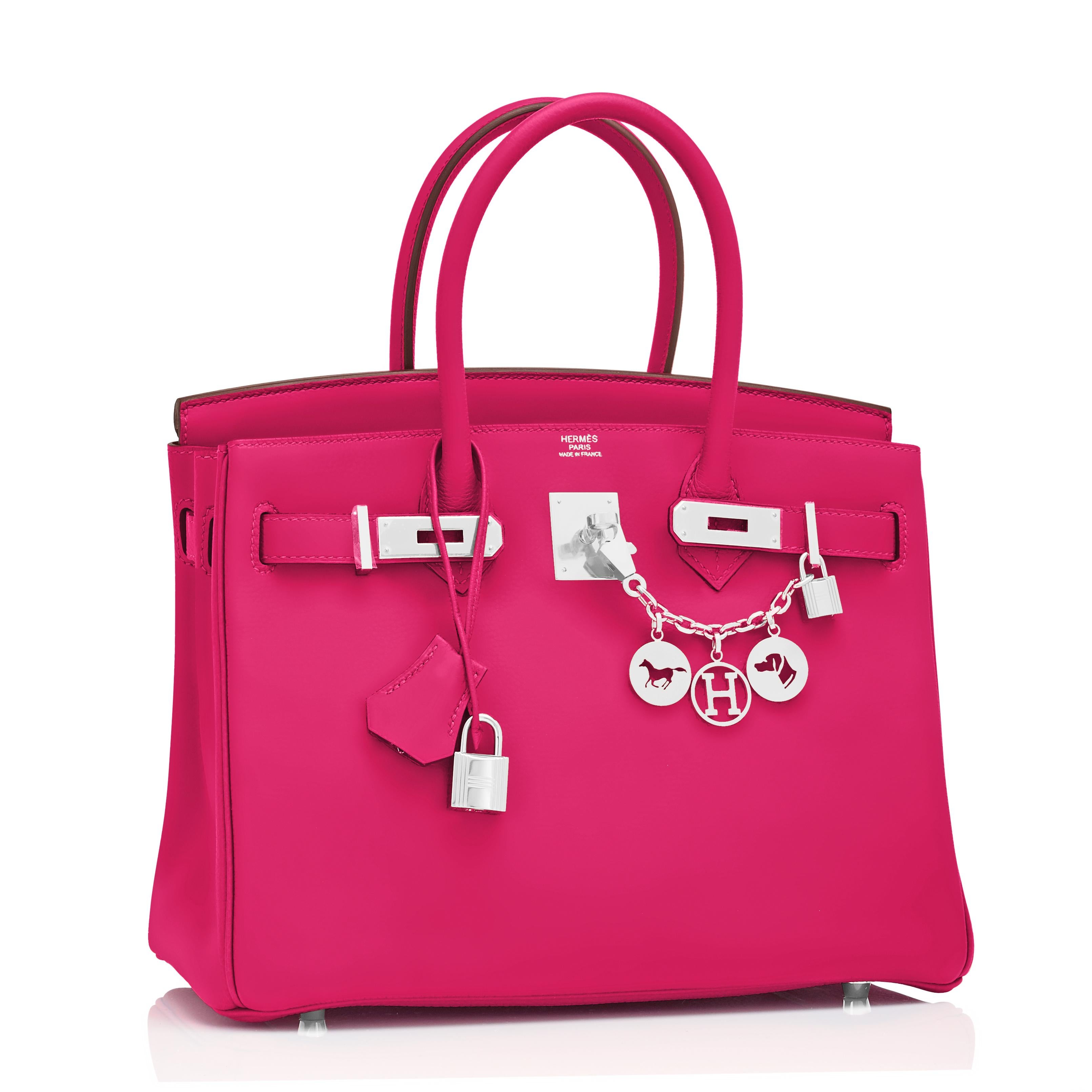 Hermes Birkin 30 Rose Shocking Jonathan Bag Pink Palladium Y Stamp, 2020
Drop-dead gorgeous cult-favorite Rose Shocking has arrived!
Brand New in Box.  Store Fresh.  Pristine Condition (with plastic on hardware).
Just purchased from Hermes store!
