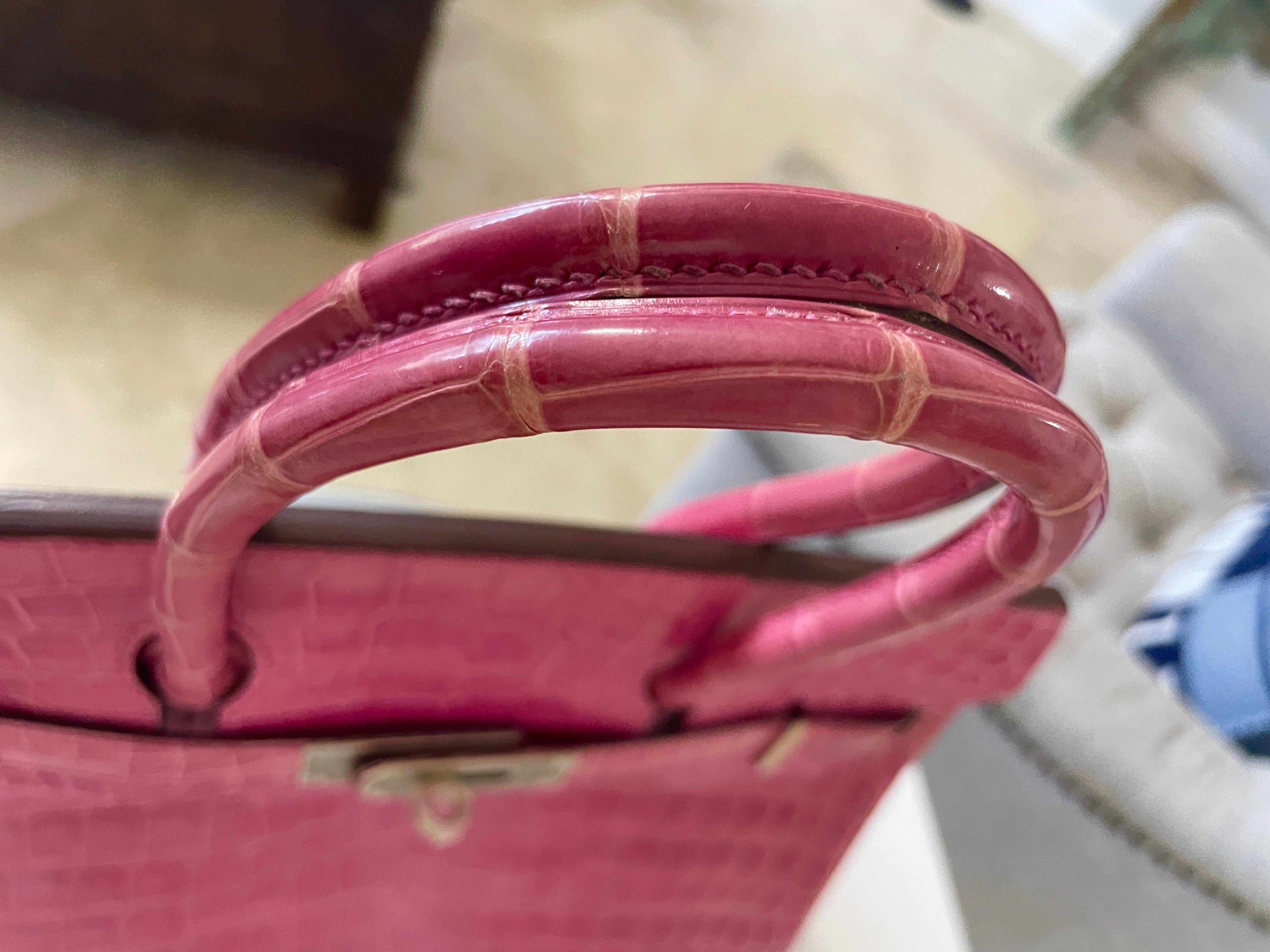 hermes pink alligator birkin bag