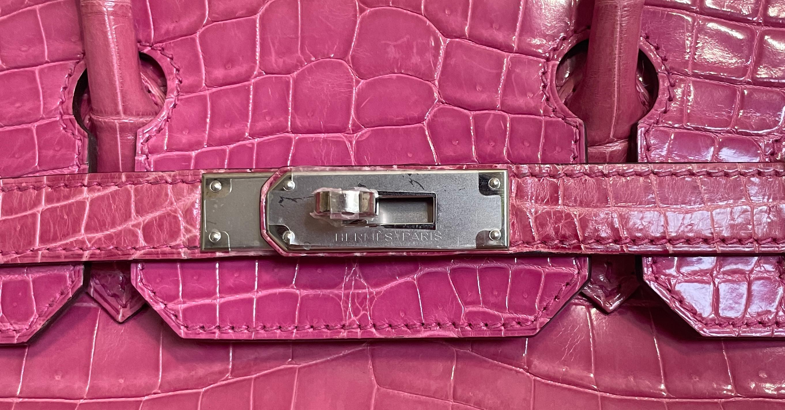 Hermes Birkin 30 Rose Tyrien Pink Crocodile Palladium Hardware 2