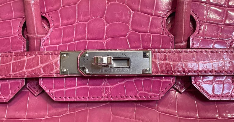 Hermes Birkin 30 Rose Tyrien Pink Crocodile Palladium Hardware