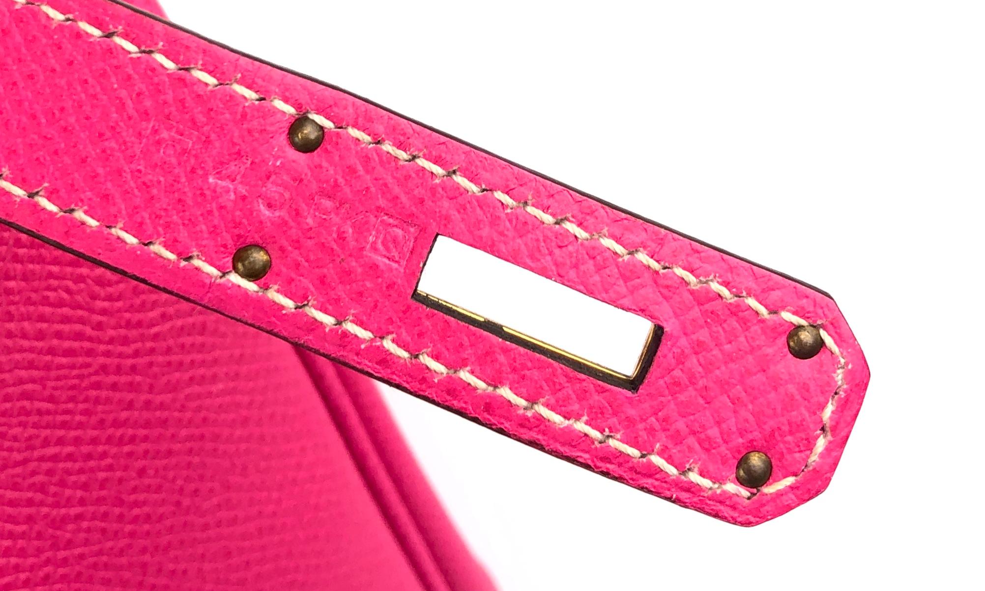 Hermes Birkin 30 Rose Tyrien Pink Epsom Leather Gold Hardware Handbag 6