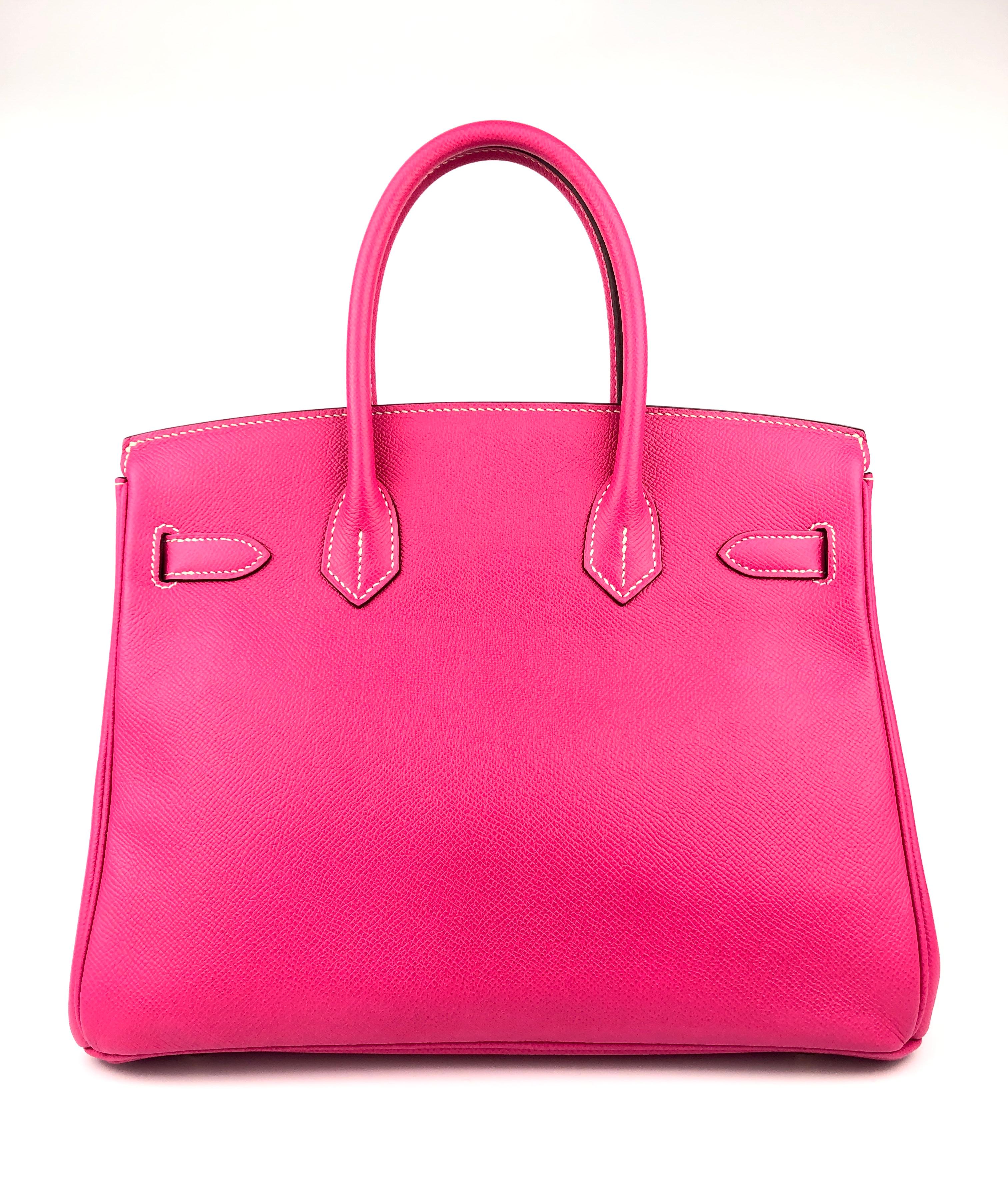 Women's or Men's Hermes Birkin 30 Rose Tyrien Pink Epsom Leather Gold Hardware Handbag