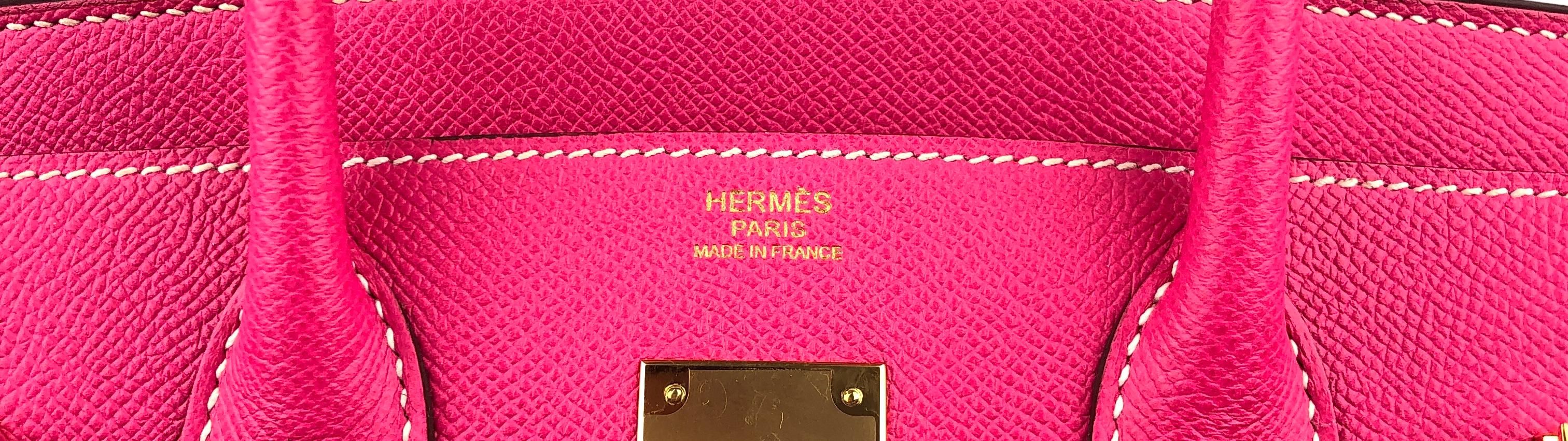 Hermes Birkin 30 Rose Tyrien Pink Epsom Leather Gold Hardware Handbag 2