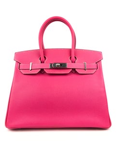 Hermes Birkin 30 Rose Tyrien Pink Epsom Palladium Hardware RARE