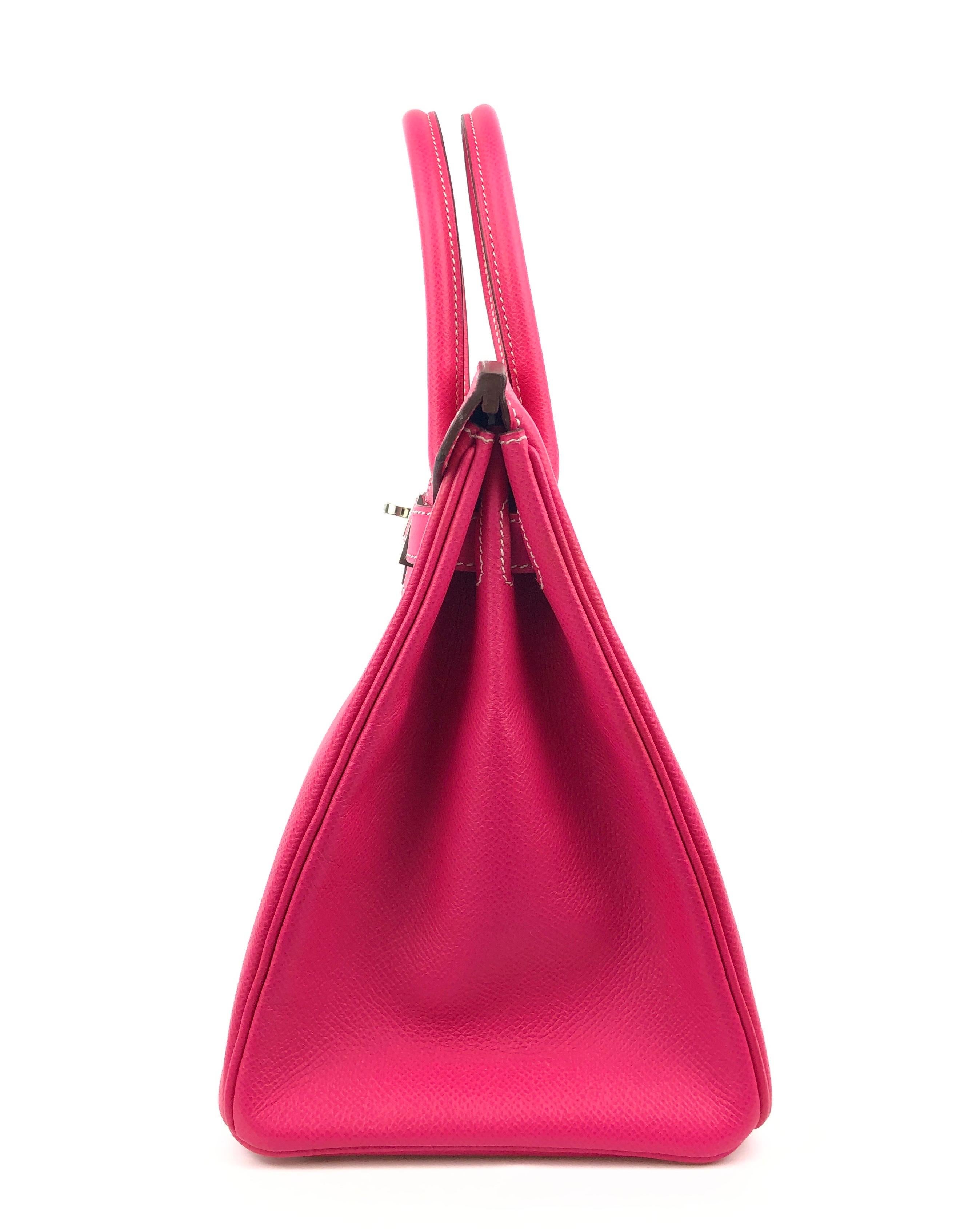 Women's or Men's Hermes Birkin 30 Rose Tyrien Pink Epsom Palladium Hardware RARE