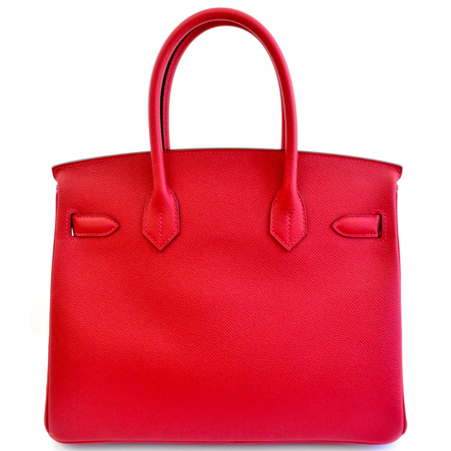 Women's Hermes Birkin 30 Rouge Casaque Epsom Lipstick Red Palladium Hardware Handbag