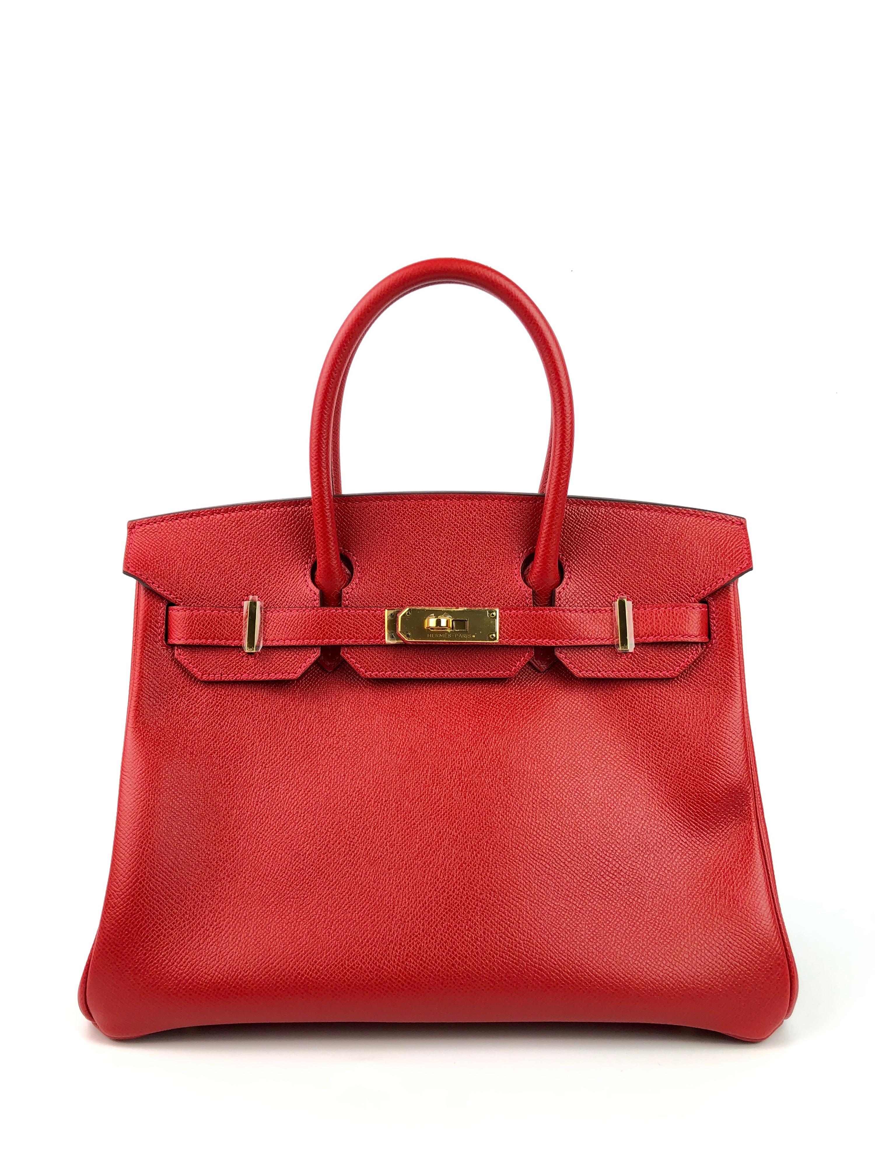 Hermes Birkin 30 Rouge Casaque Red Epsom Gold Hardware. As new from Collectors closet. All plastic still intact has been displayed and handled but never carried out. T Stamp 2015. 

Shop with Confidence from Lux Addicts. Authenticity Guaranteed! 