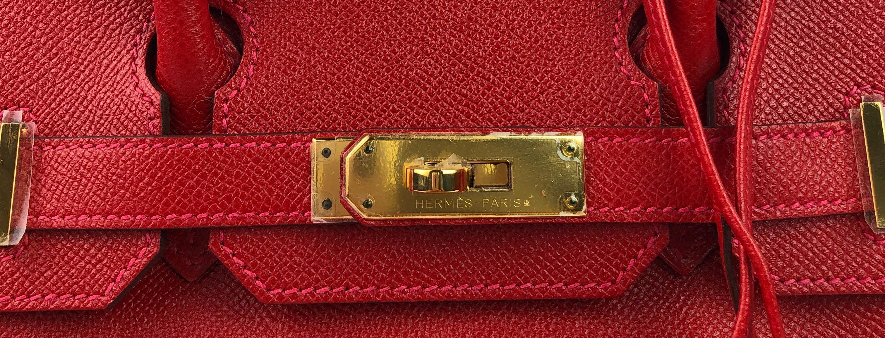Women's or Men's Hermes Birkin 30 Rouge Casaque Red Epsom Gold Hardware 