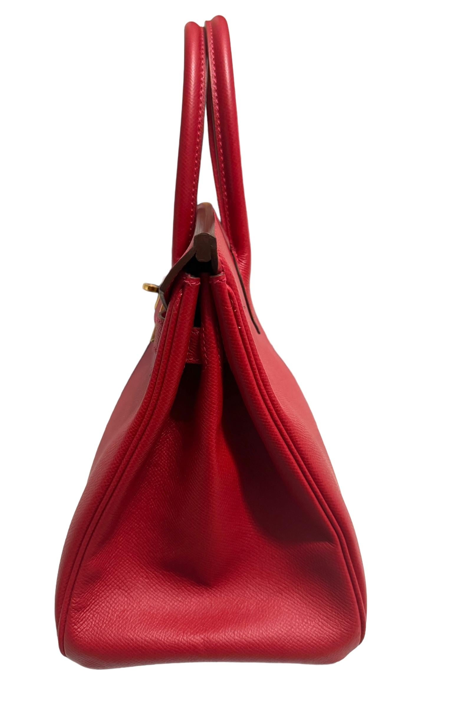 Hermes Birkin 30 Rouge Casaque Red Epsom Leather Gold Hardware For Sale 1