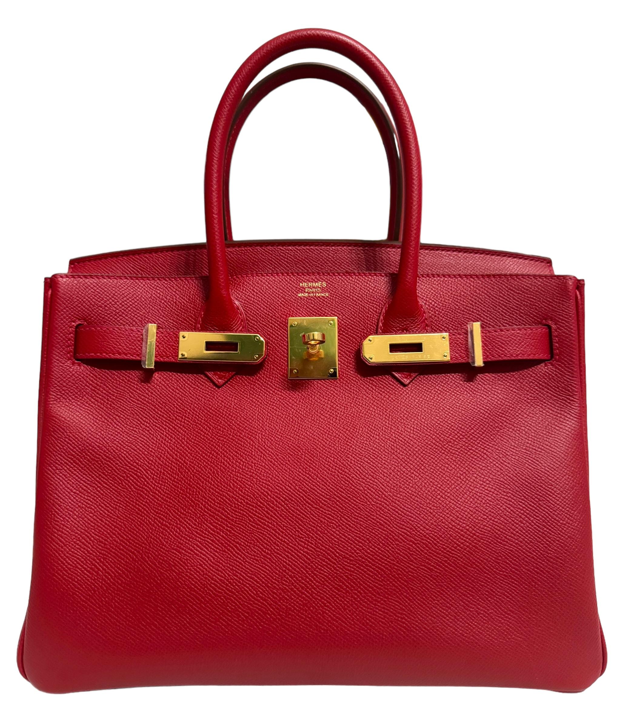 Hermes Birkin 30 Rouge Casaque Red Epsom Leather Gold Hardware 2