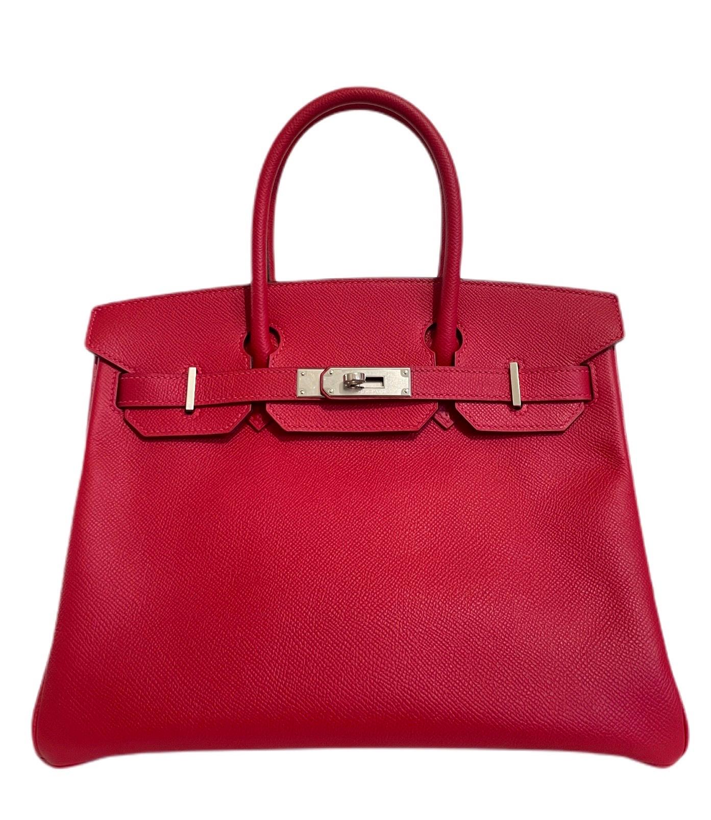 Stunning Hermes Birkin 30 Rouge Casaque Red Epsom Leather Palladium Hardware. Excellent Pristine condition, plastic on hardware. Excellent corners and structure. 

Shop with Confidence from Lux Addicts. Authenticity Guaranteed! 