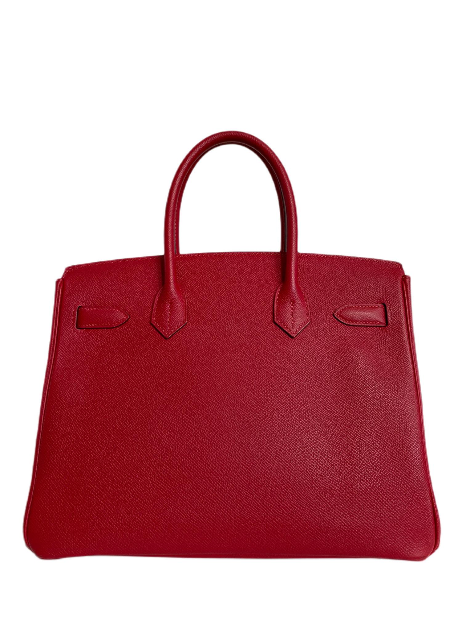 Hermes Birkin 30 Rouge Casaque Red Epsom Leather Palladium Hardware In Excellent Condition In Miami, FL