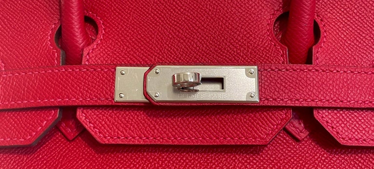 Hermes Birkin 30 Bag Rouge Casaque Epsom Palladium Hardware