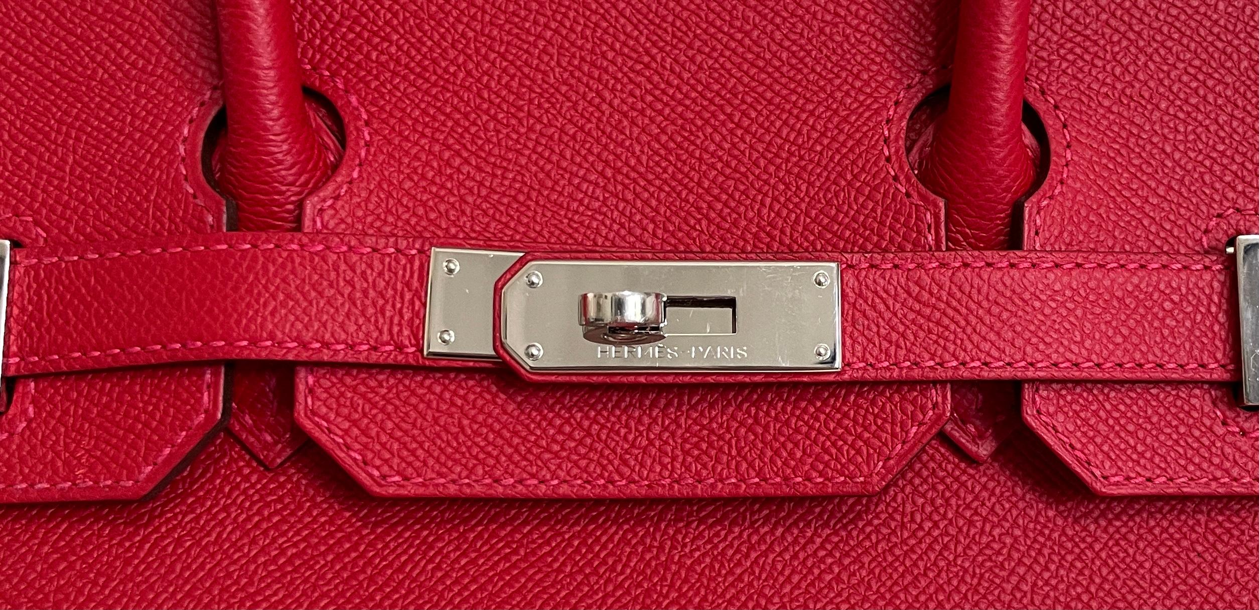 Women's or Men's Hermes Birkin 30 Rouge Casaque Red Epsom Leather Palladium Hardware