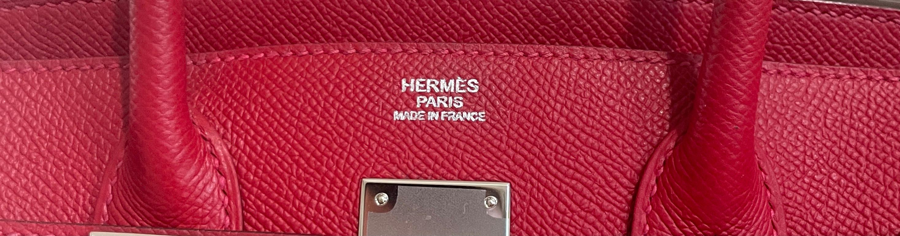 Hermes Birkin 30 Rouge Casaque Red Epsom Leather Palladium Hardware  In Excellent Condition In Miami, FL