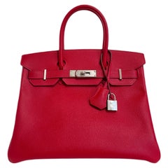 Hermes Birkin 30 Rouge Casaque Red Epsom Leather Palladium Hardware