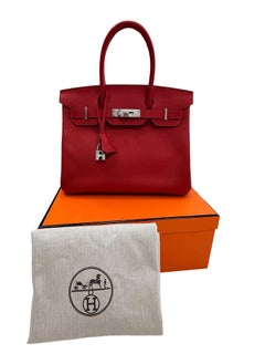Hermes Birkin 30 Rouge Casaque Red Epsom Leather With Palladium Hardware Handbag
