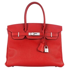 Hermes Birkin 30 Rouge Casaque Red Epsom Leather With Palladium Hardware Handbag