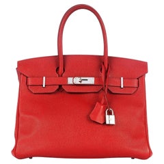 Hermes Birkin 30 Rouge Casaque Red Epsom Leather With Palladium Hardware Handbag