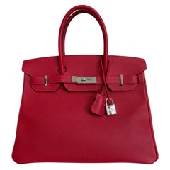 Hermes Birkin 30 Rouge Casaque Red Epsom Palladium Hardware 