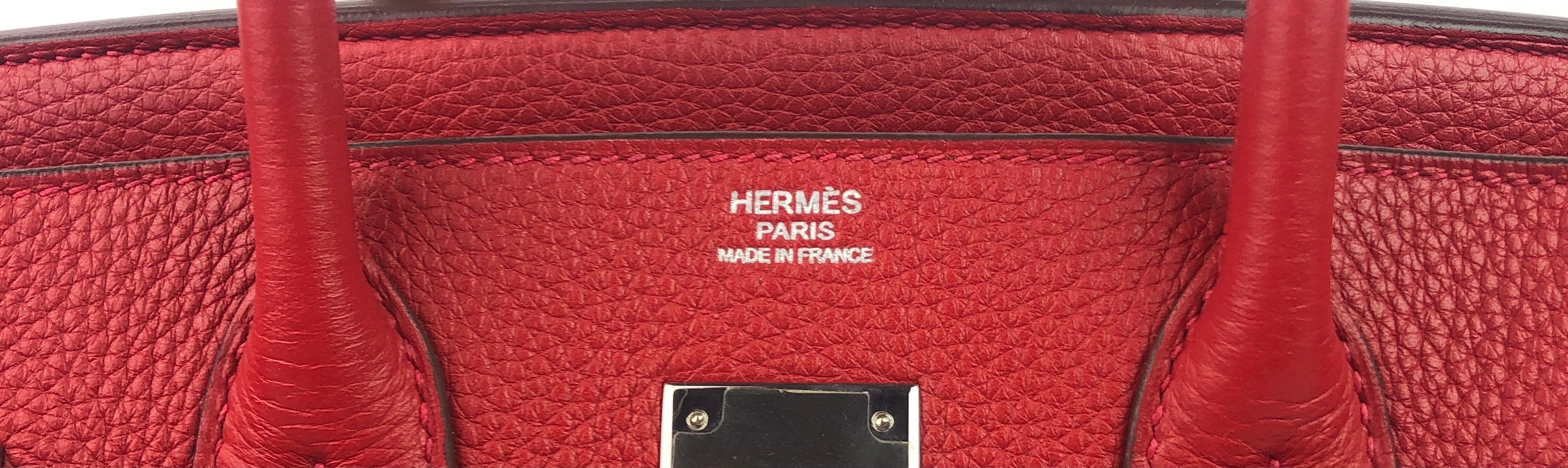 Hermes Birkin 30 Rouge Casaque Red Palladium Hardware With Plastic In Excellent Condition In Miami, FL