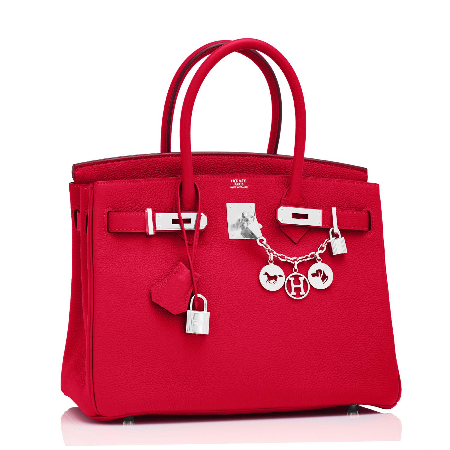 Hermes Rouge Casaque 30cm Birkin Lipstick Red Togo Gold Hardware Y Stamp, 2020
Don't miss this most rare and coveted red from Hermes in the most desired Togo! 
Just purchased from Hermes store! Bag bears new interior 2020 Y Stamp.
Brand New in Box.