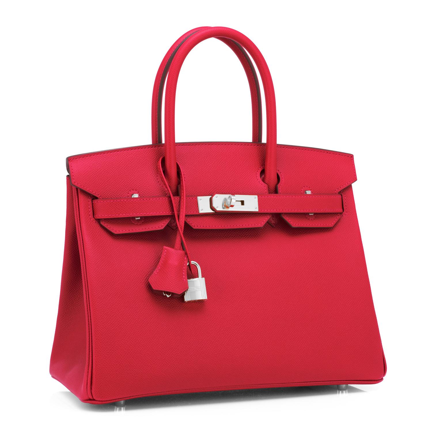 Guaranteed Authentic Hermes Birkin Bag 30cm Rouge de Coeur Epsom Palladium Hardware Y Stamp, 2020
Brand New in Box. Store fresh. Pristine condition (with plastic on hardware).
Just purchased from Hermes store; bag bears new 2020 interior Y