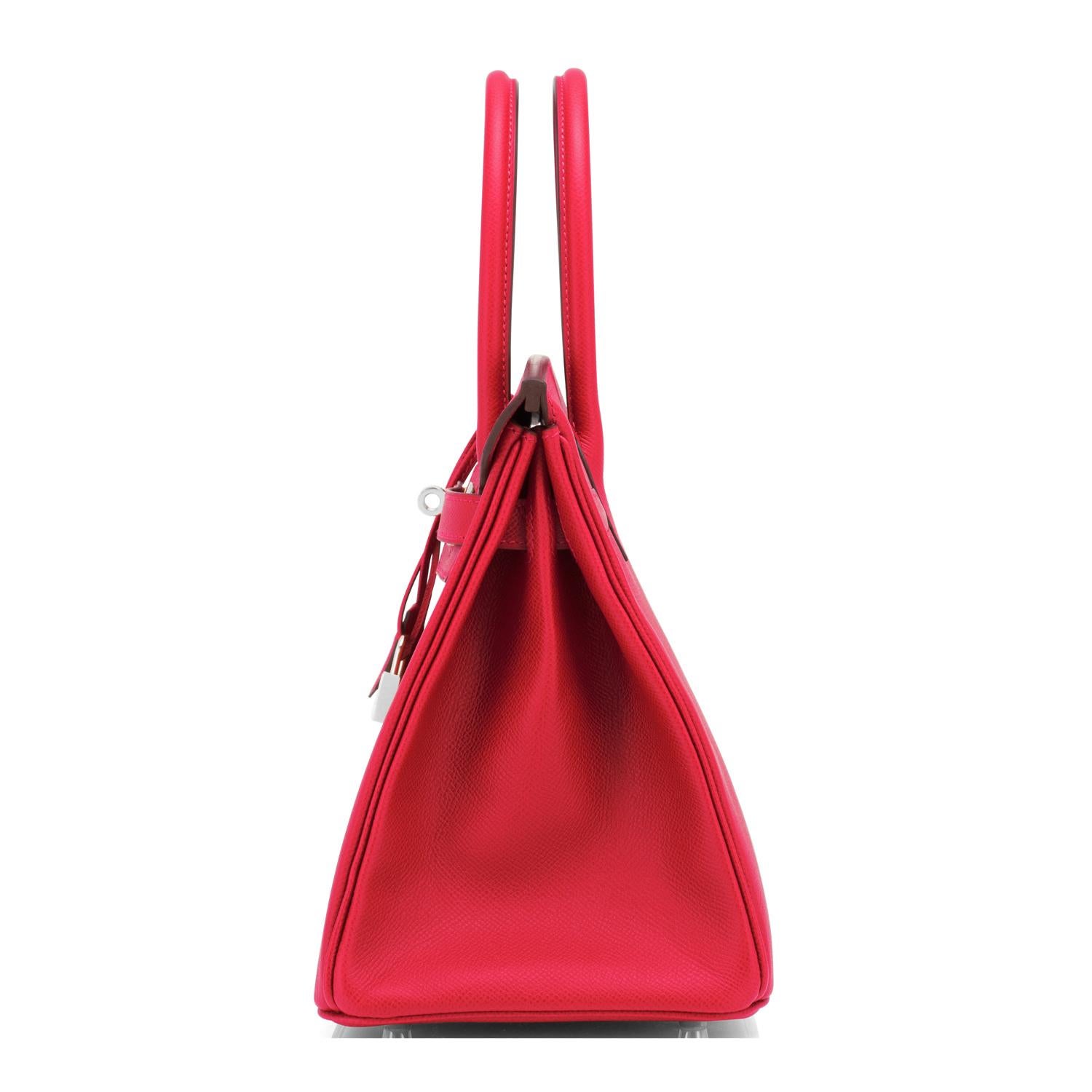 Hermes Birkin 30 Rouge de Coeur Lipstick Red Epsom Palladium Bag Y Stamp, 2020 In New Condition In New York, NY