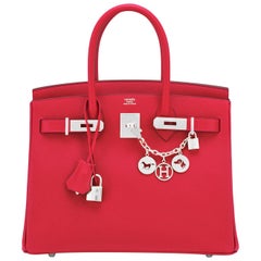 Birkin 30 Rouge de Coeur Lippenstift Rot Epsom Palladium Tasche Y Stempel:: 2020