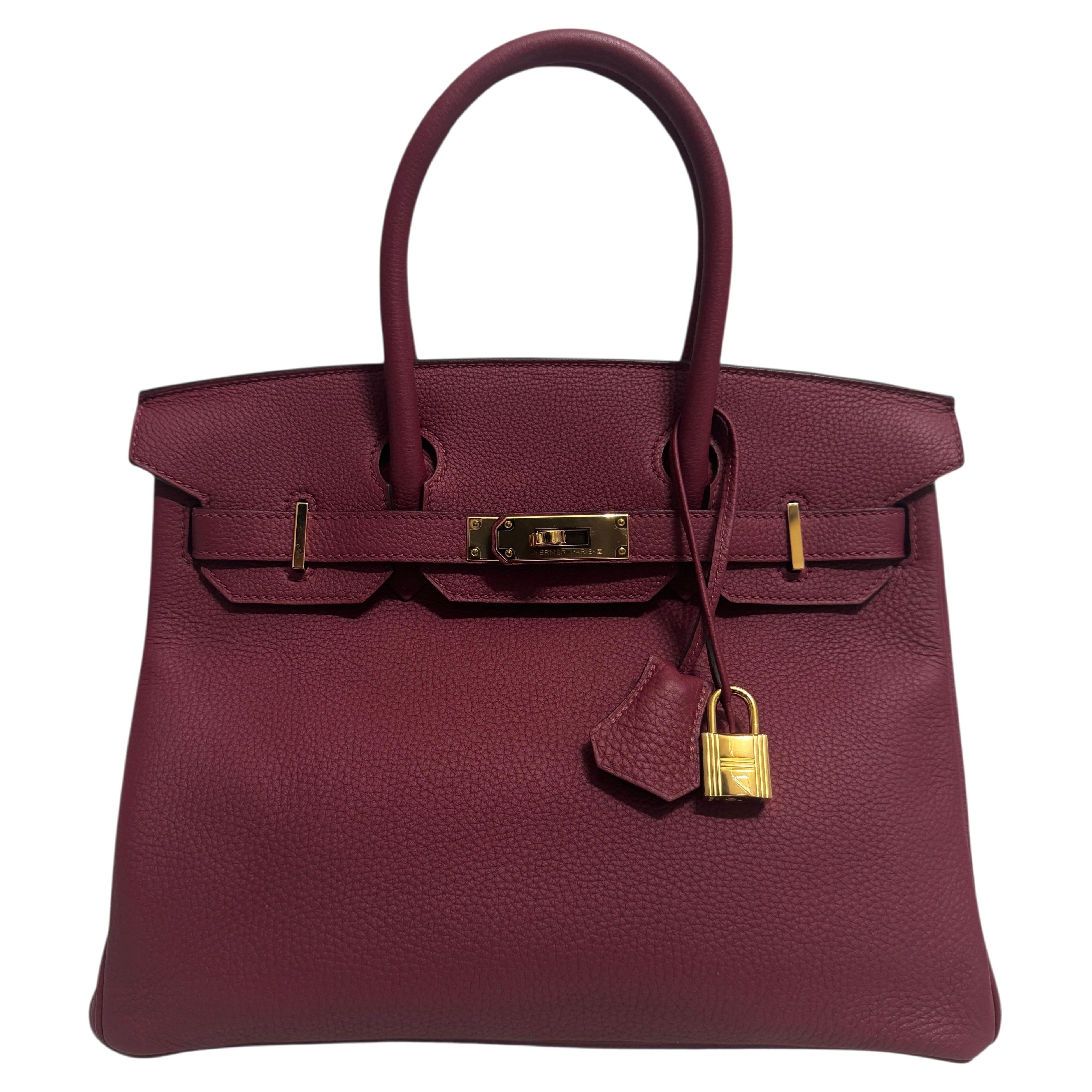 Hermes Birkin 30 Rouge Grenat in pelle di Togo con finiture in oro.