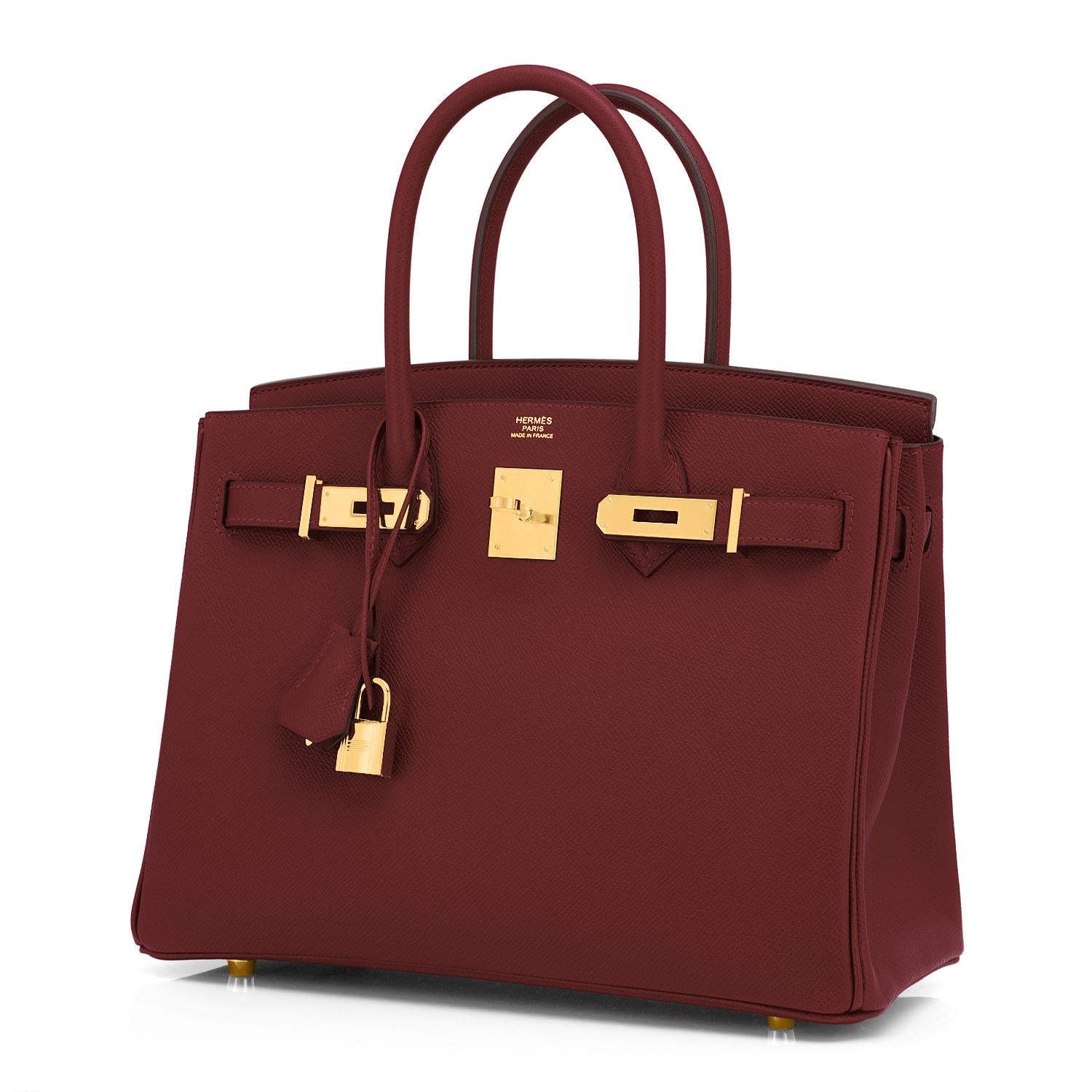 Hermes Birkin 30 Rouge H Red Birkin Epsom Bordeaux Gold Bag Y Stamp, 2020 In New Condition In New York, NY