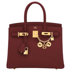 Hermes Birkin 30 Rouge H Red Birkin Epsom Bordeaux Gold Bag Y Stamp, 2020