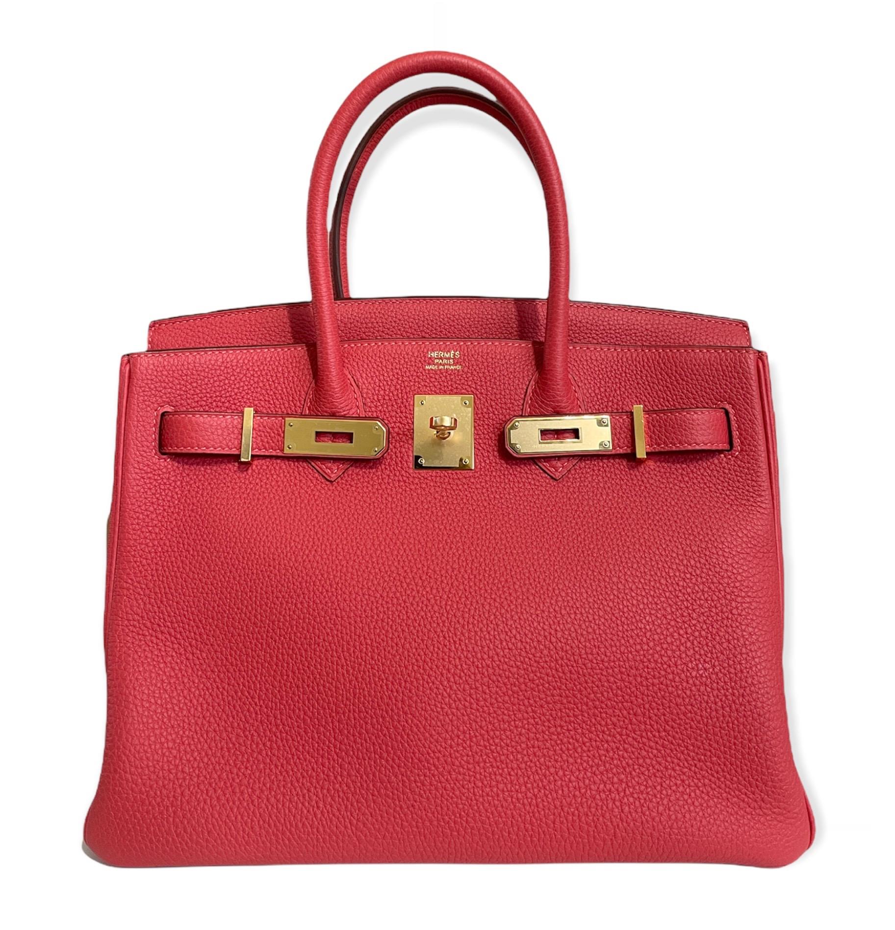 Hermes Birkin 30 Rouge Pivoine Red Togo Gold Hardware New In New Condition In Miami, FL