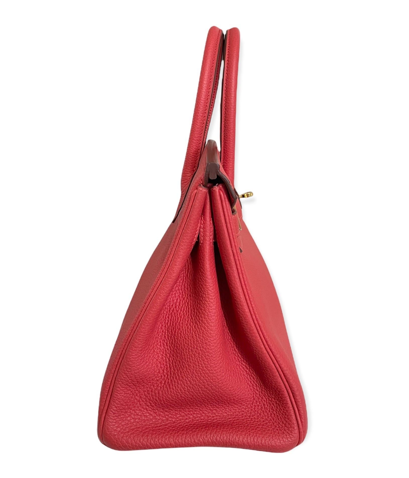 Hermes Birkin 30 Rouge Pivoine Red Togo Gold Hardware New 4