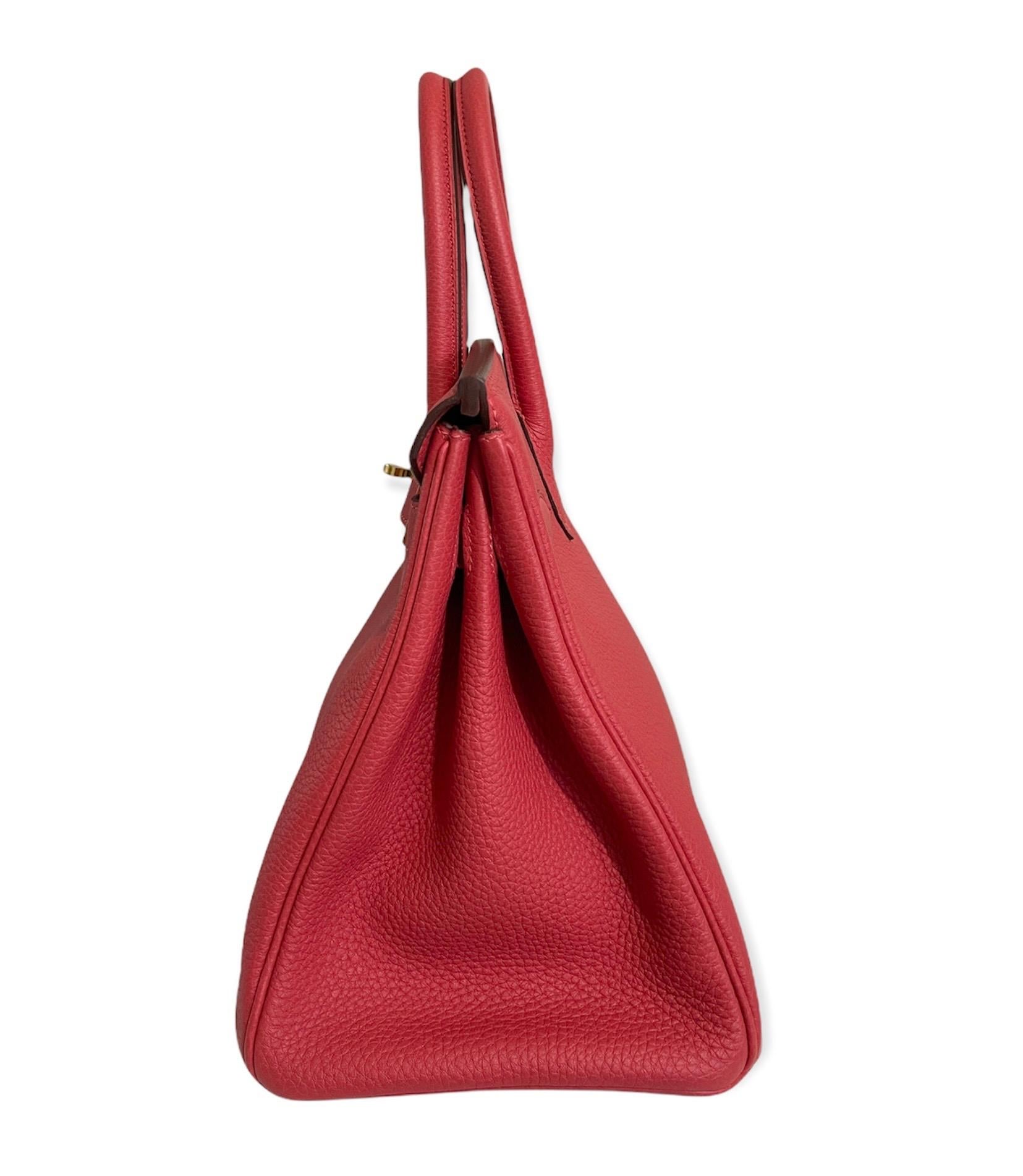 Hermes Birkin 30 Rouge Pivoine Red Togo Gold Hardware New 5