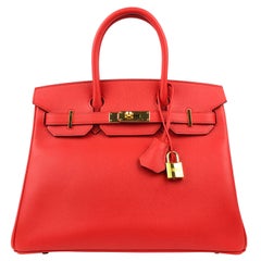 Hermes Birkin 30 Rouge Tomate Red Epsom Gold Hardware